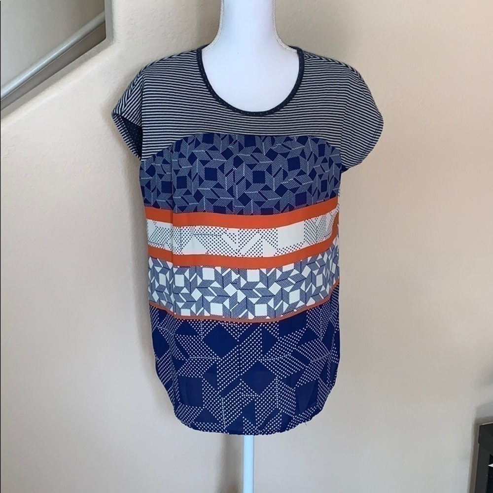Malloy mixed media blouse